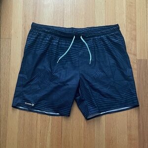 Decathlon Olaian Blue Striped Men's Swim Shorts Size 2XL